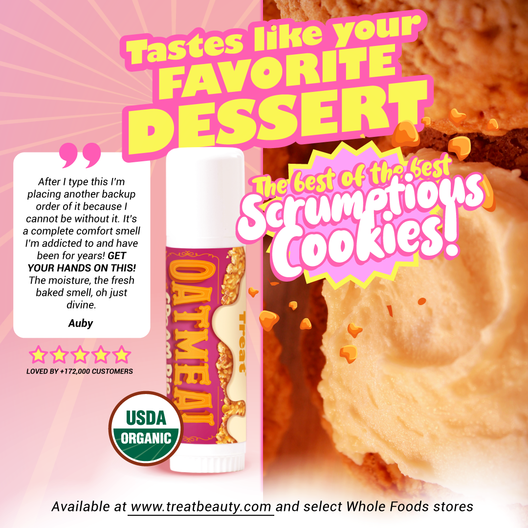 oatmeal cream jumbo lip balm by treat beauty