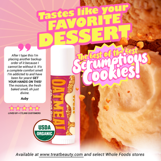 oatmeal cream jumbo lip balm by treat beauty