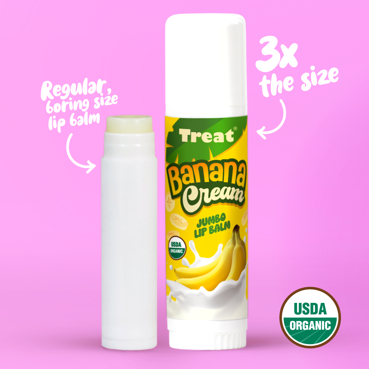 Banana Cream Jumbo Organic Lip Balm | Banana Cream Treat Beauty Banana Cream Jumbo Organic Lip Balm | Banana Cream Treat Beauty