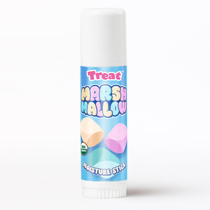 Moisture stick with marshmallow flavor packaging on a white background
