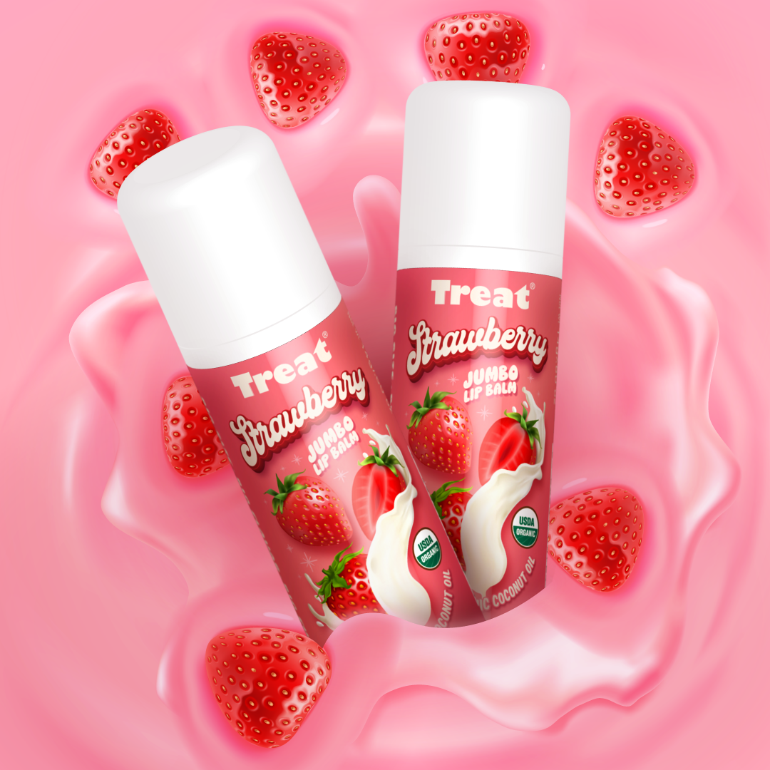 Jumbo Strawberry Organic Lip Balm - Treat Beauty Jumbo Strawberry Organic Lip Balm - Treat Beauty