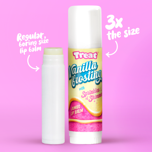 Vanilla Frosting Jumbo Lip Balm with Sprinkles of Shimmer